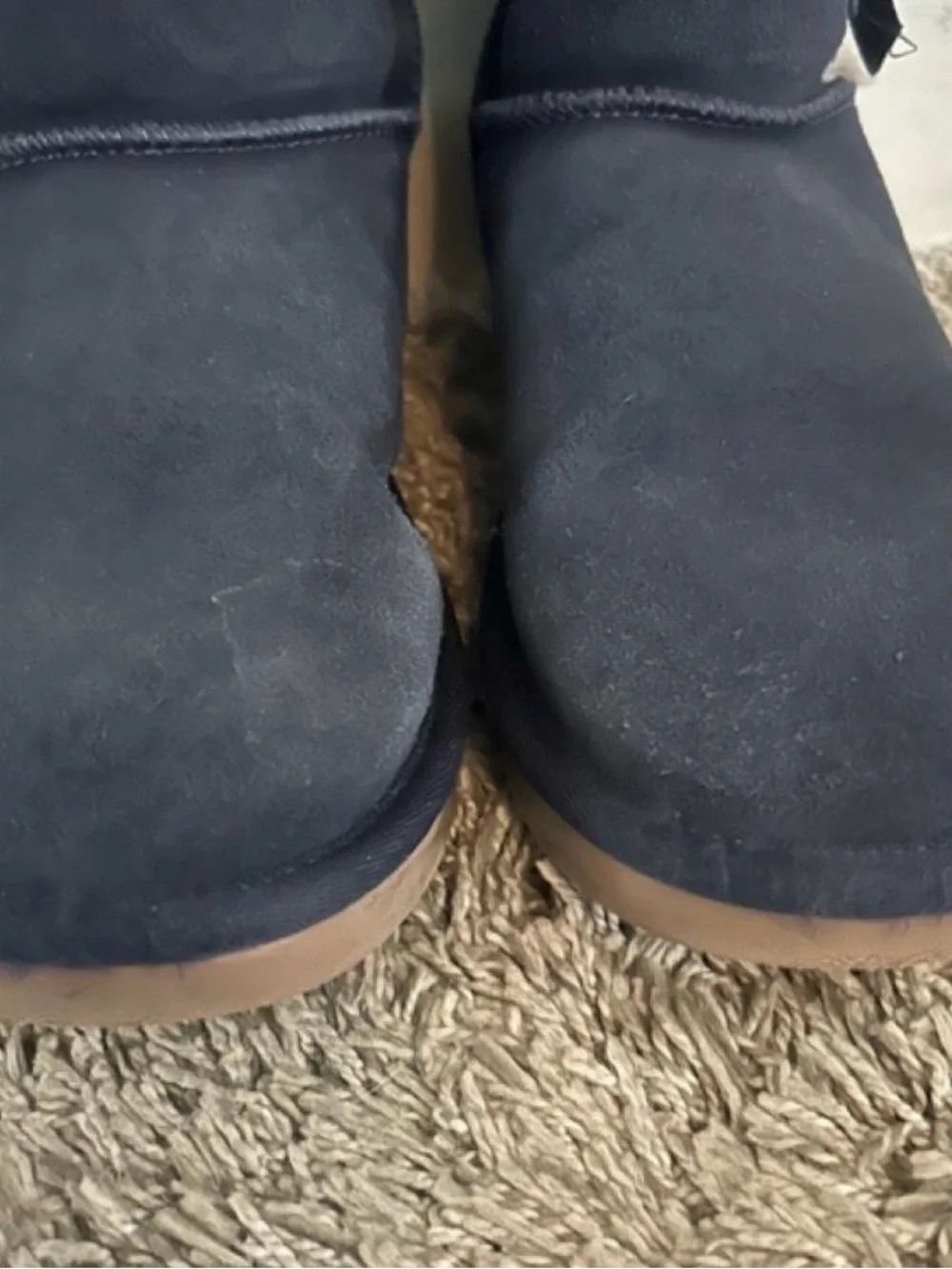 UGG Navy Faux-Shearling Ribbon Side Winter Boots